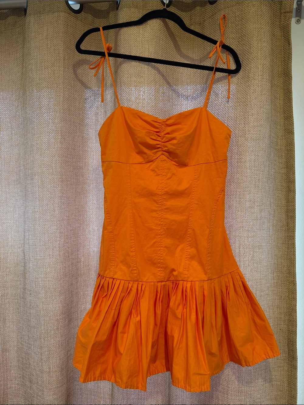 Women's Orange Tie-Shoulder Mini Dress